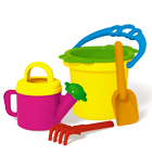 №155. Ведро 0,8 л, сито, совок 19 см, грабли 19 см, лейка 0,4л